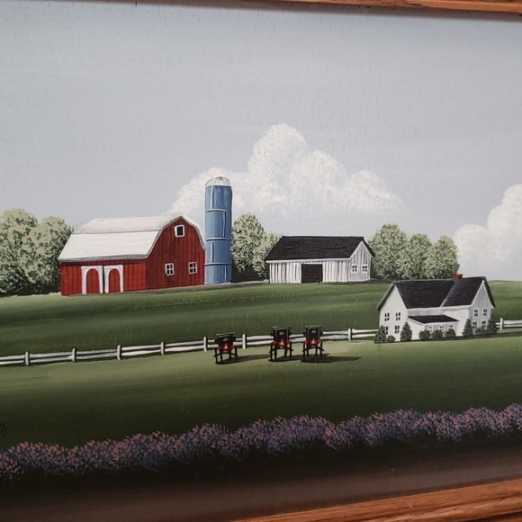 Hand painted oil on wood. 21.25"x11.5" - Picture 3 of 7